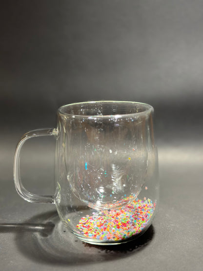 DOUBLE WALL GLASS COFFEE MUGS  FLOWER PATTER 350 ML - TDL HOUSEHOLD