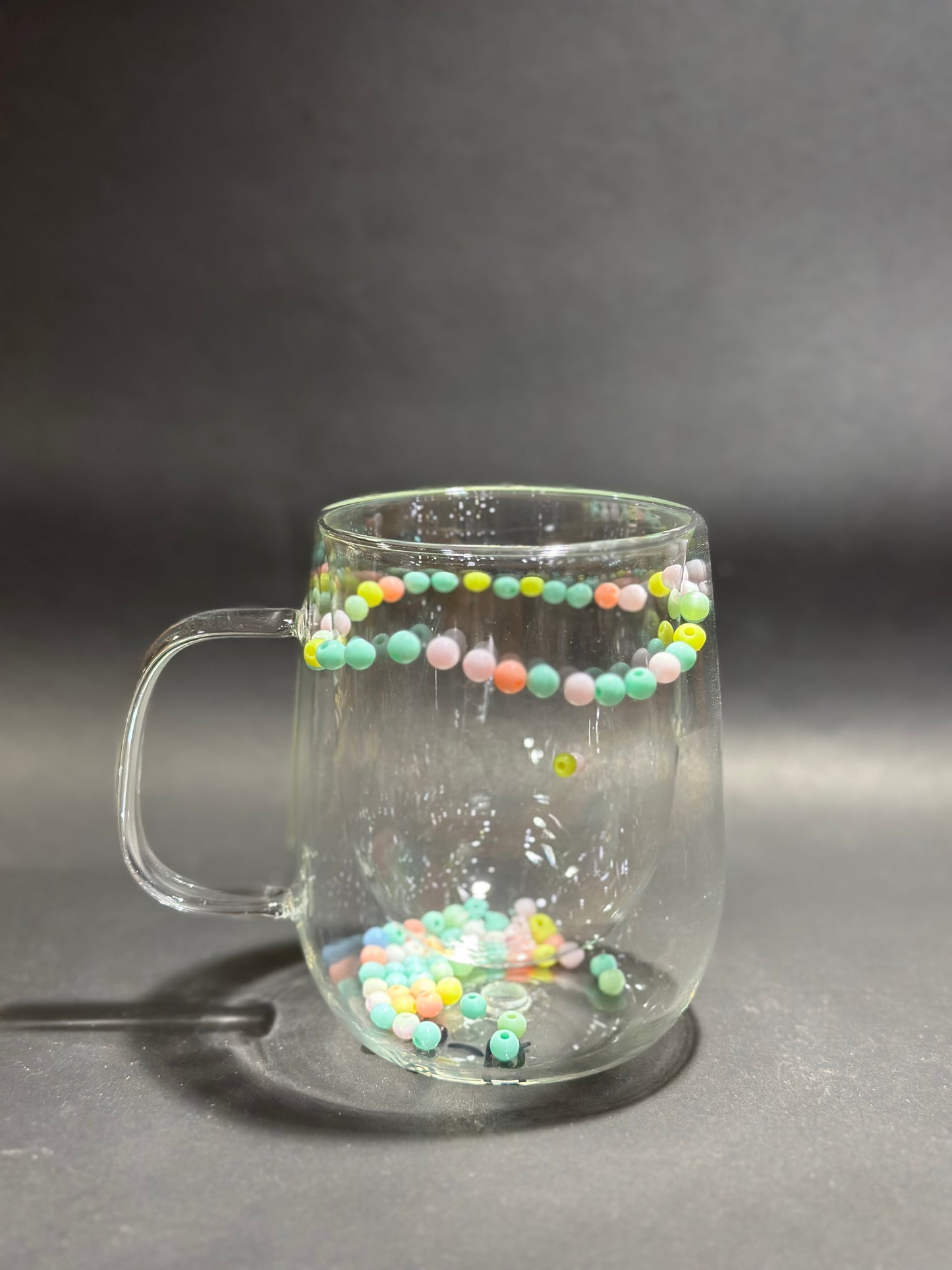 DOUBLE WALL GLASS COFFEE MUGS  FLOWER PATTER 350 ML