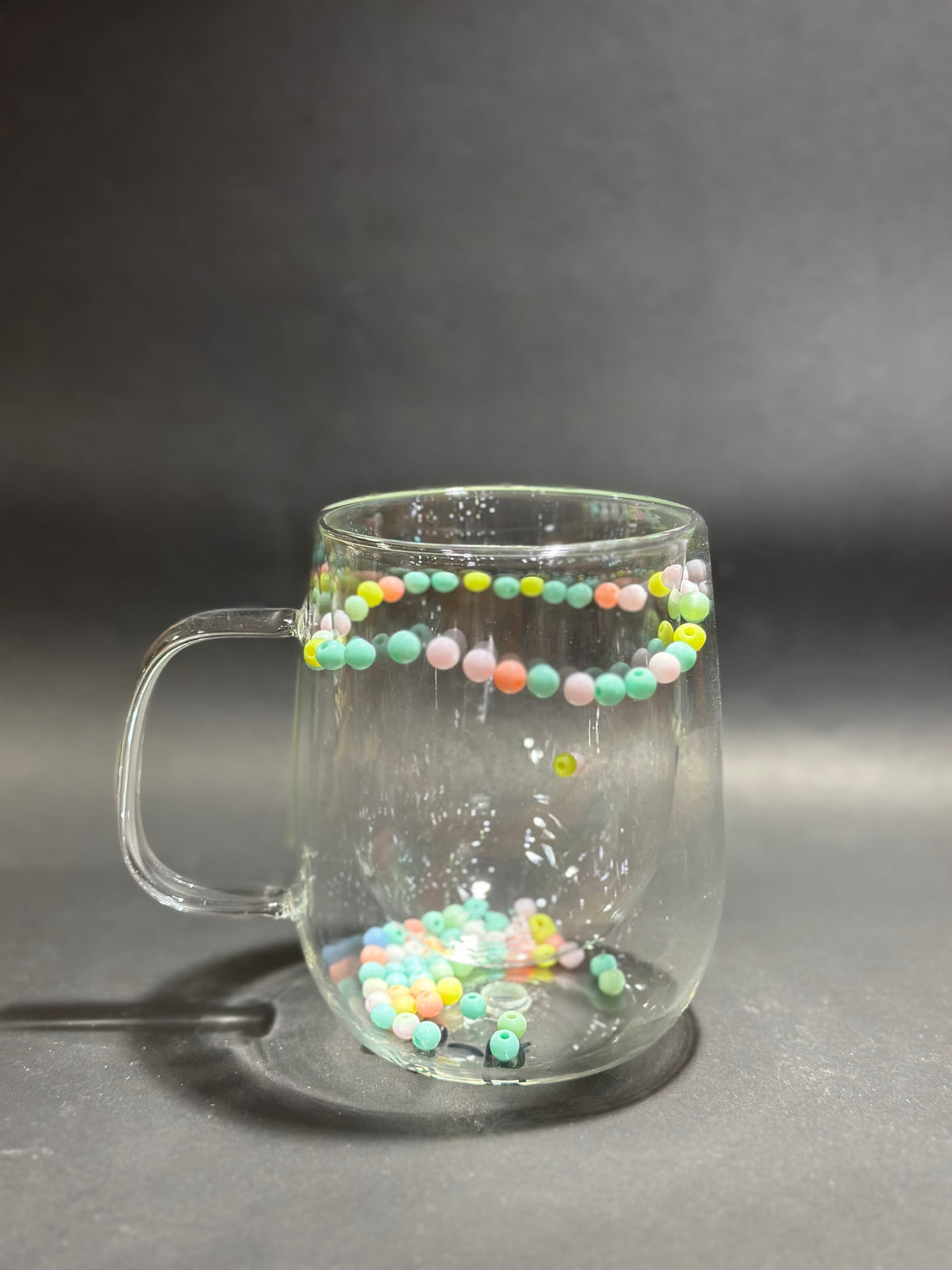 DOUBLE WALL GLASS COFFEE MUGS  FLOWER PATTER 350 ML - TDL HOUSEHOLD