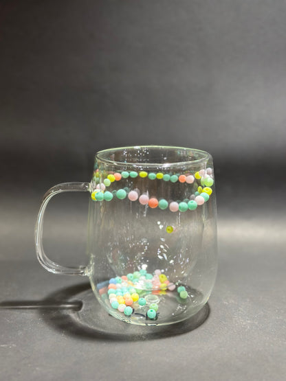 DOUBLE WALL GLASS COFFEE MUGS  FLOWER PATTER 350 ML - TDL HOUSEHOLD