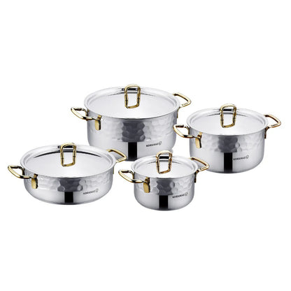 KORKMAZ ERNA Cookware Set Gold 8 Pcs - TDL HOUSEHOLD
