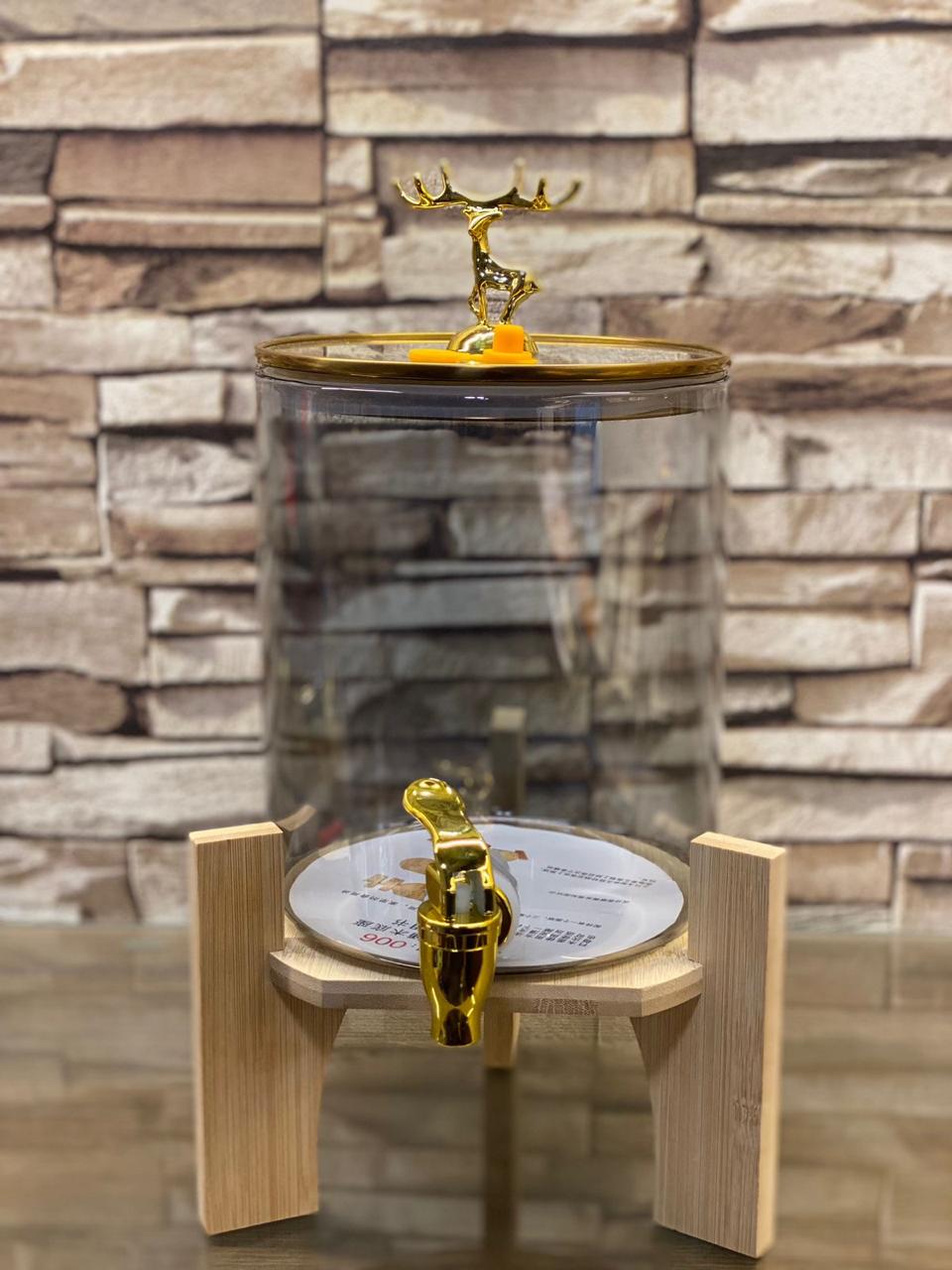 JUICE BUCKET GLASS DISPENSER  GOLDEN /SMOKE / CLEAR 3.6 LITER - TDL HOUSEHOLD