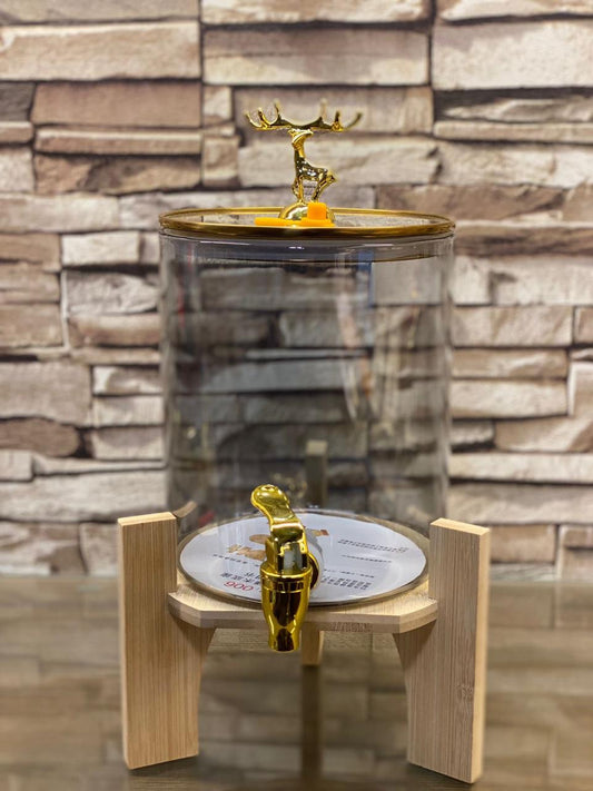 JUICE BUCKET GLASS DISPENSER  GOLDEN /SMOKE / CLEAR 3.6 LITER - TDL HOUSEHOLD