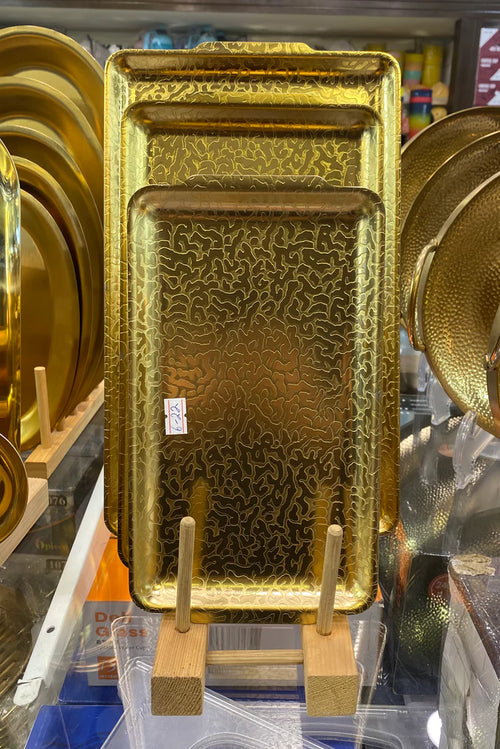 GOLDEN TRAY RECTANGLE WITH TEXTURE 24 CM - TDL HOUSEHOLD