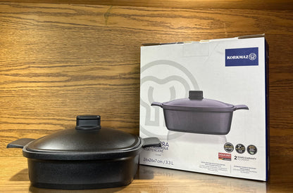 KORKMAZ Square Cast Iron Casserole 26 x 26 x 7 cm “Casterra” - TDL HOUSEHOLD