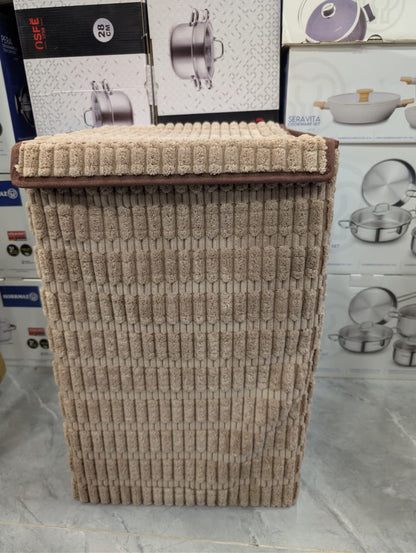 Premium Foldable Fabric Laundry Basket with Wooden Stand – Soft Textured Hamper - TDL HOUSEHOLD