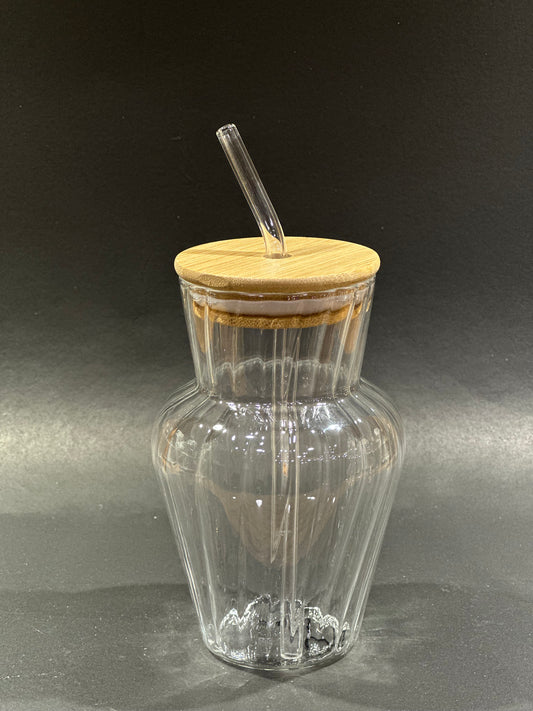 ICE TEA GLASS WITH STRAW BIG WITH LID PUMPKIN
