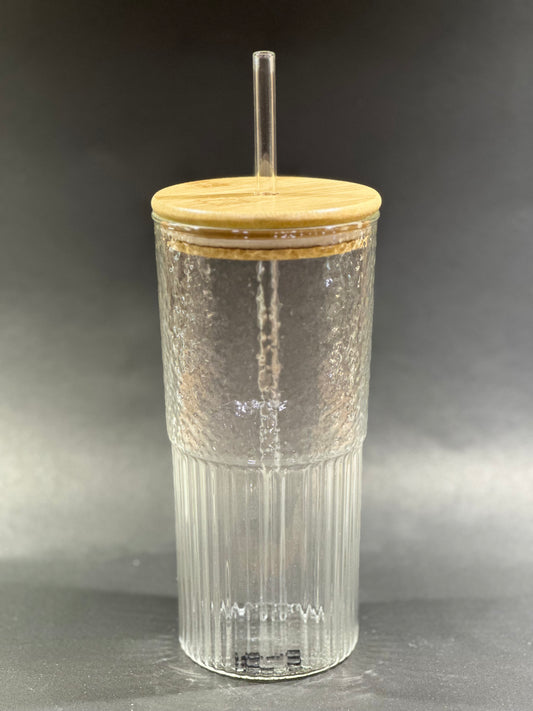 ICE TEA GLASS WITH STRAW BIG WITH LID LAASI 600ML