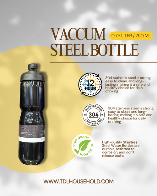 750ml Sports Vacuum Stainless Steel Bottle – Perfect for Cycling & Outdoor Use