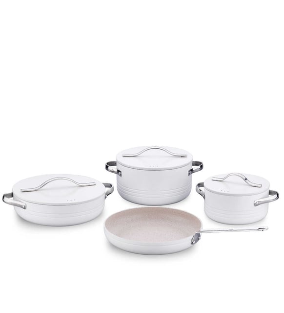 Korkmaz Linea Plus Vanilla 7-Piece Granite Cookware Set - TDL HOUSEHOLD