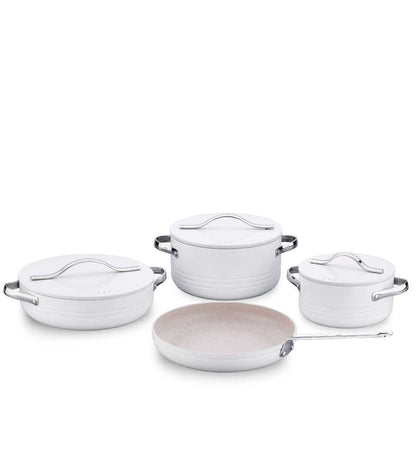 Korkmaz Linea Plus Vanilla 7-Piece Granite Cookware Set - TDL HOUSEHOLD