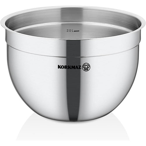 KORKMAZ Food Preparation Mixing Bowl 20 x 13 cm (Satin) “Proline Gastro” - TDL HOUSEHOLD