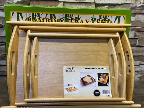 3 PCS WOODEN TRAY SET PLAIN - TDL HOUSEHOLD