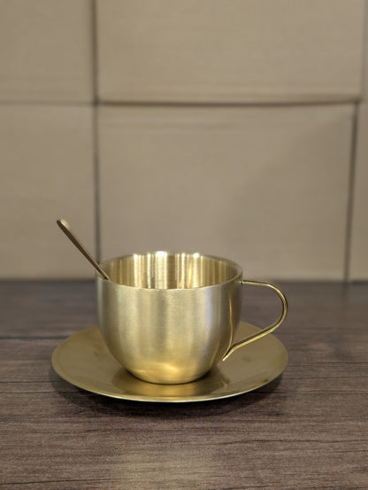 Luxury Golden Tea Cup & Saucer Set with Spoon