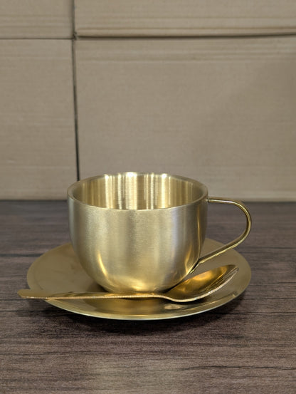 Luxury Golden Tea Cup & Saucer Set with Spoon