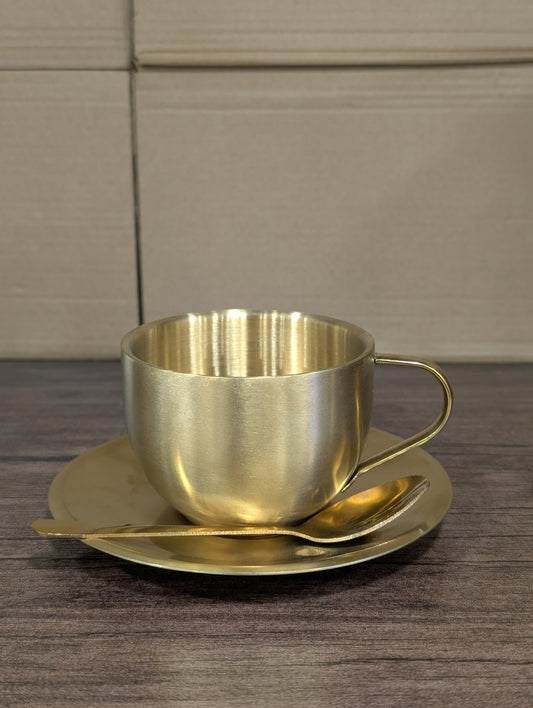 Luxury Golden Tea Cup & Saucer Set with Spoon - TDL HOUSEHOLD