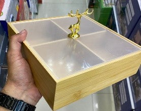 BAMBOO 4 PARTITION DRYFRUIT TRAY - Square