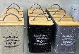 HAUSROLAND 3 PCS STORAGE CANISTER SET WOOD LID