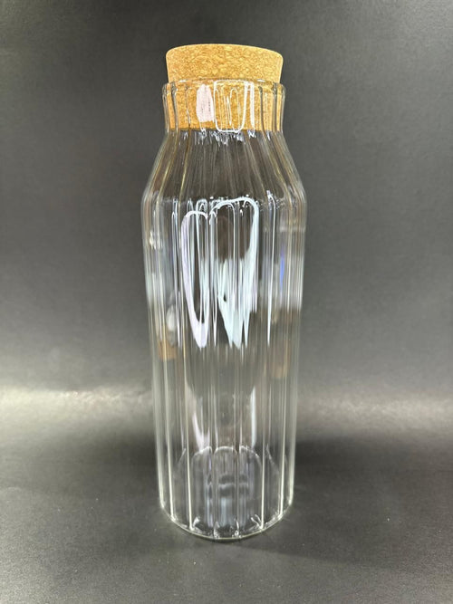 Ribbed Glass Cork Bottle - 1000ml - TDL HOUSEHOLD