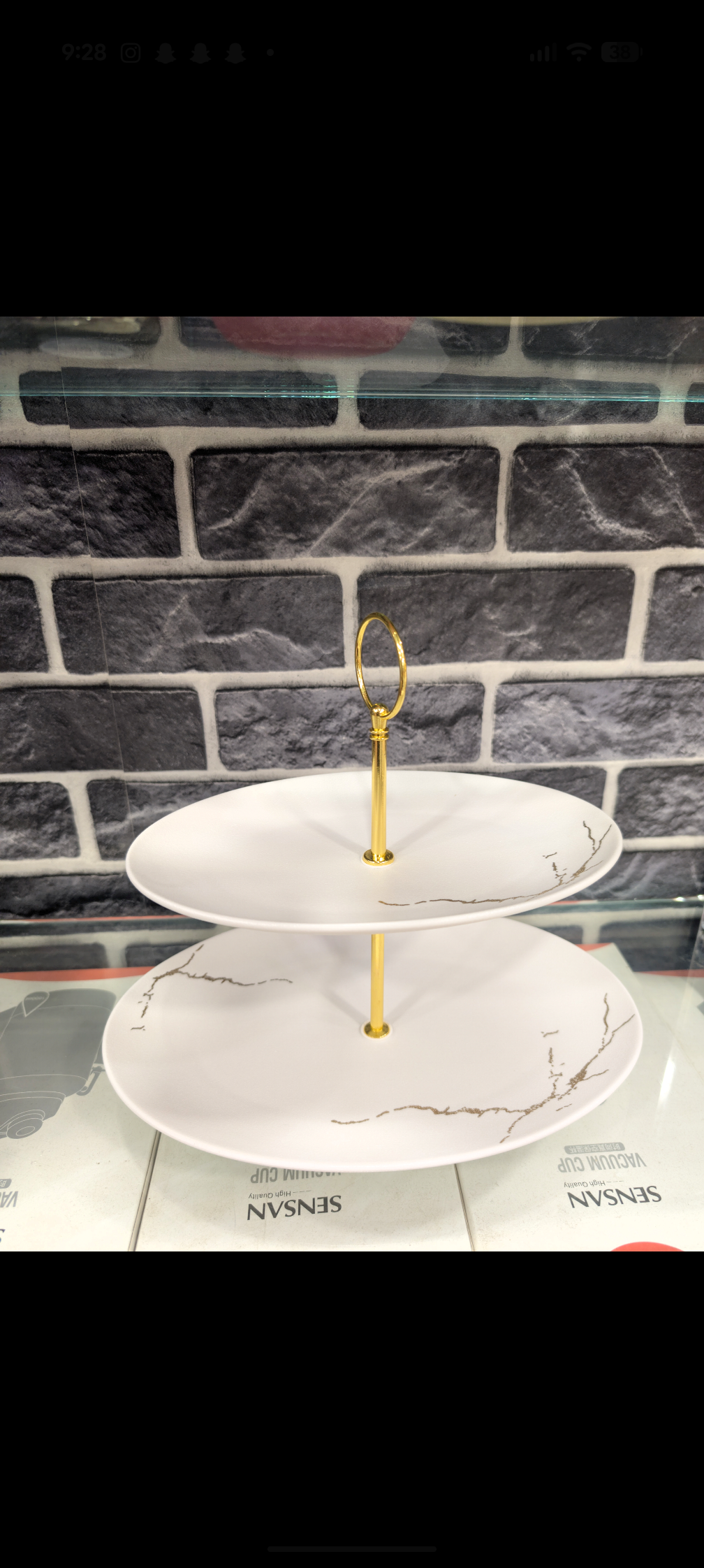Winsor England Luxury 2-Tier Marble Design Serving Stand