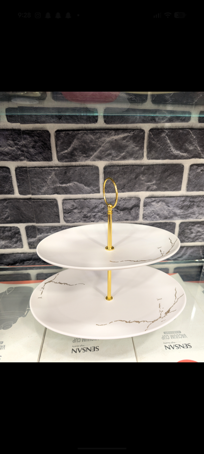 Winsor England Luxury 2-Tier Marble Design Serving Stand