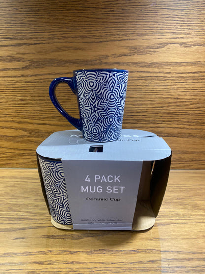 Self-Embroidered 4-Piece Ceramic Mug Set
