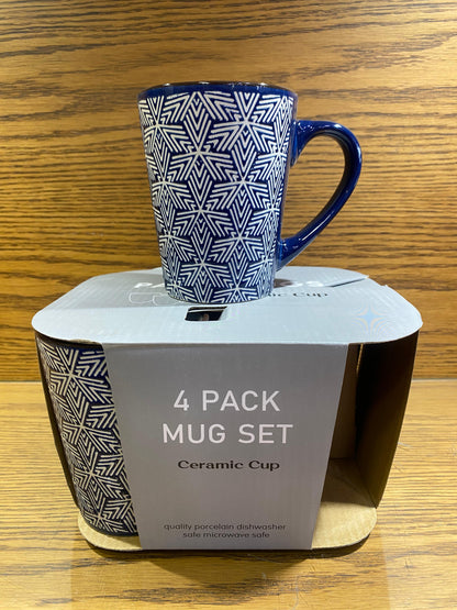 Self-Embroidered 4-Piece Ceramic Mug Set