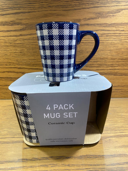 Self-Embroidered 4-Piece Ceramic Mug Set