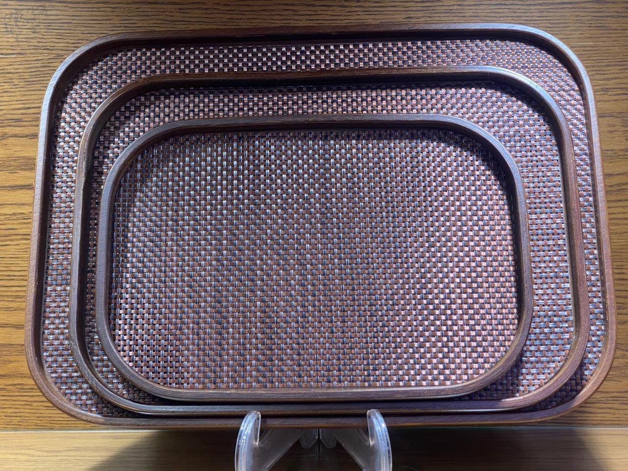 Wooden  Serving Tray With Jute Matting - TDL HOUSEHOLD