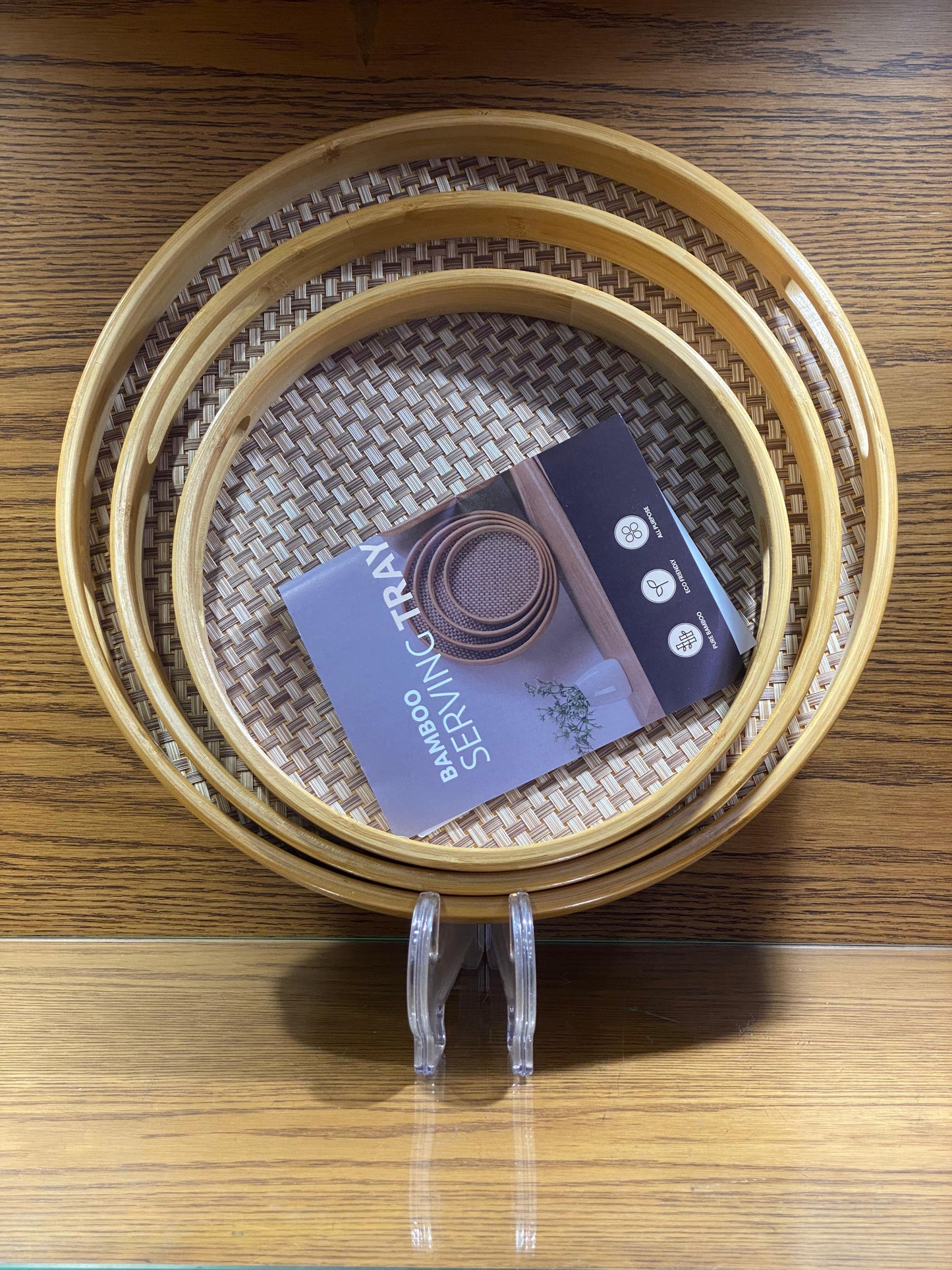 Wooden  Serving Tray With Jute Matting - TDL HOUSEHOLD