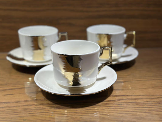 Fine Bone China Cup with Gifts Set and Royal Coffee Mug Tea Set of 6 Cup and Plate Small