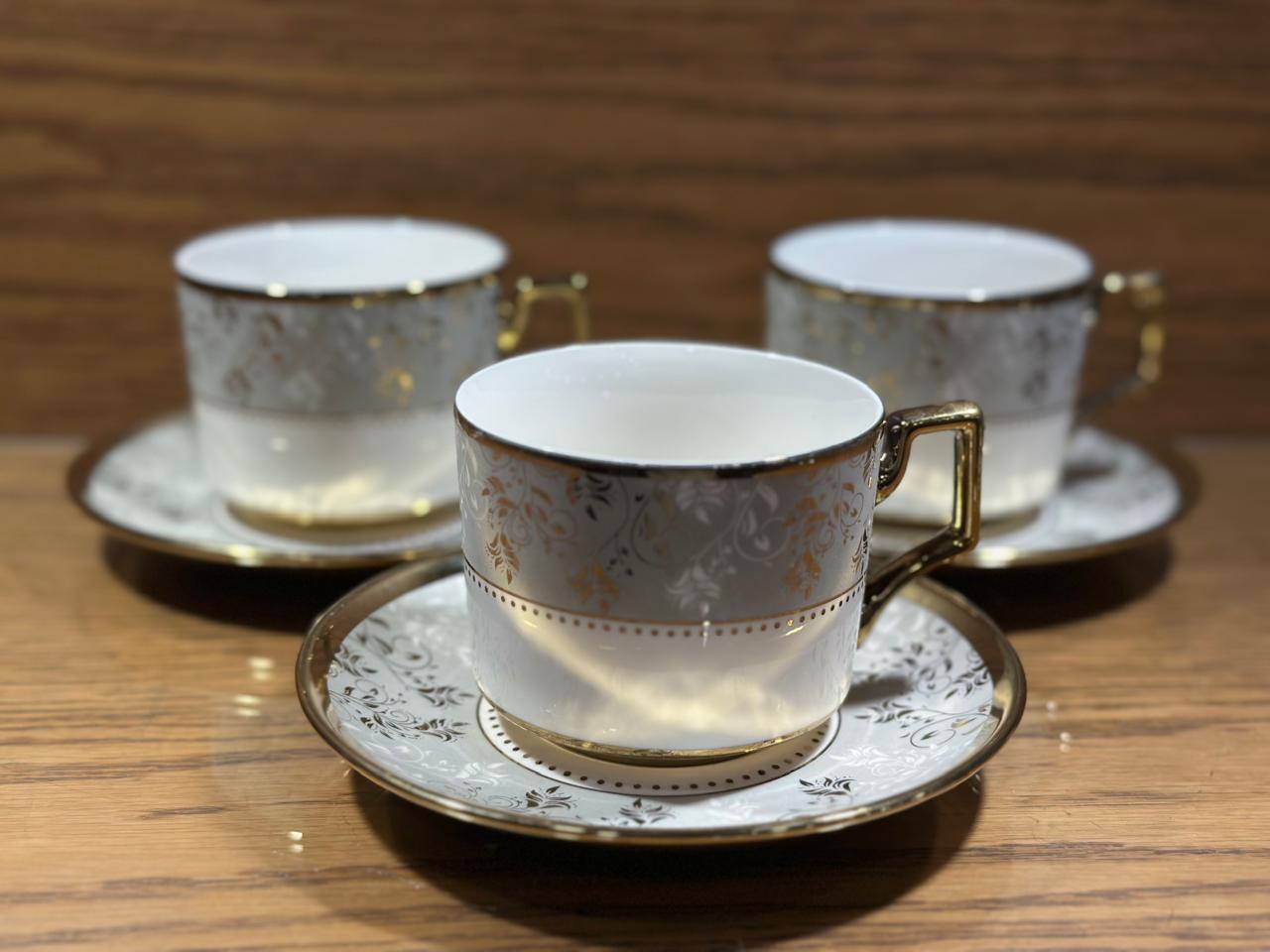 Fine Bone China Cup with Gifts Set and Royal Coffee Mug Tea Set of 6 Cup and Plate Small