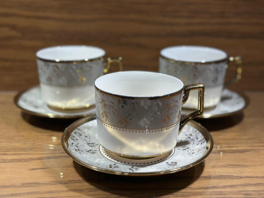 Fine Bone China Cup with Gifts Set and Royal Coffee Mug Tea Set of 6 Cup and Plate Small