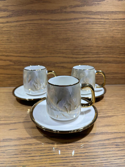 Fine Bone China Cup with Gifts Set and Royal Coffee Mug Tea Set of 6 Cup and Plate Small