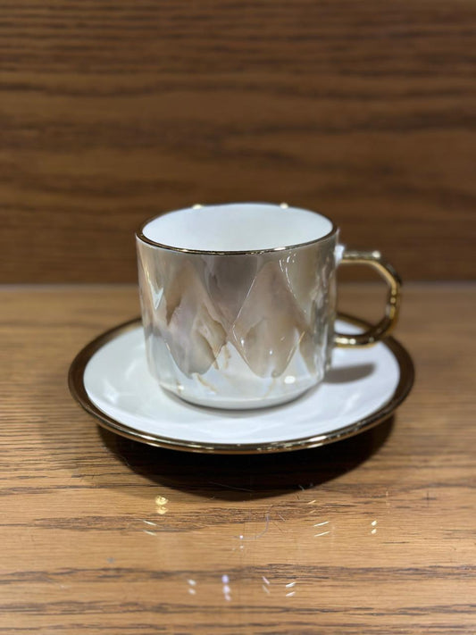Fine Bone China Cup with Gifts Set and Royal Coffee Mug Tea Set of 6 Cup and Plate Small