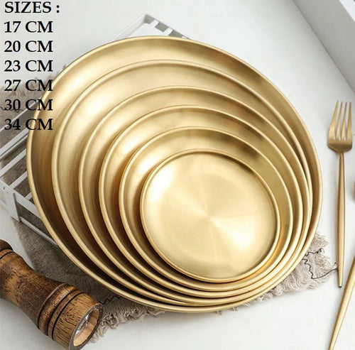 GOLDEN PLATE ROUND 33 CM - TDL HOUSEHOLD
