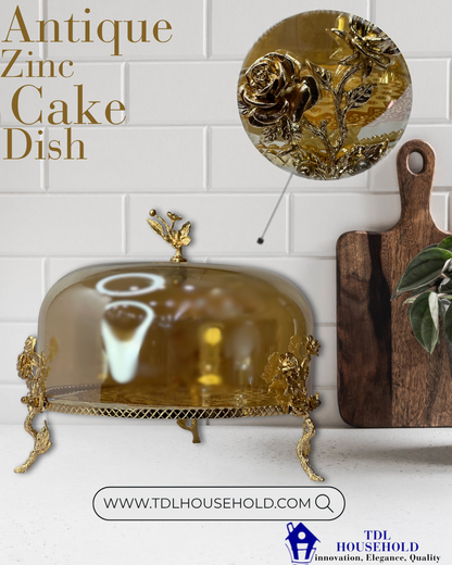 ANTIQUE ZINC CAKE DISH