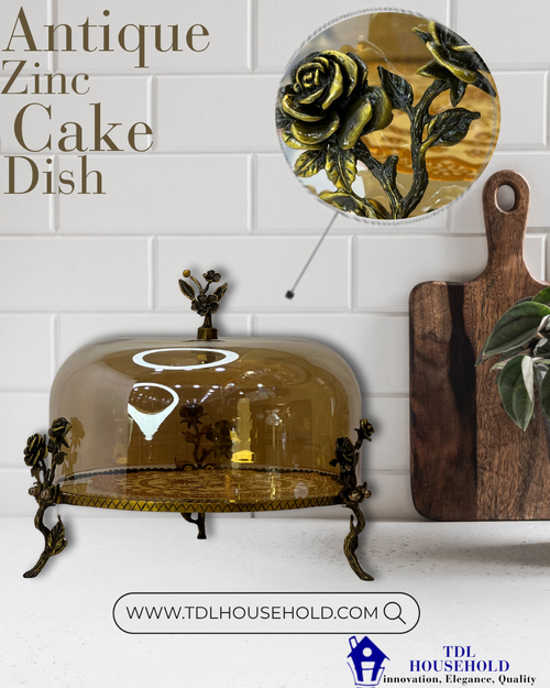 ANTIQUE ZINC CAKE DISH