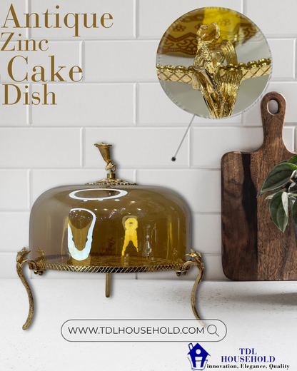 ANTIQUE ZINC CAKE DISH