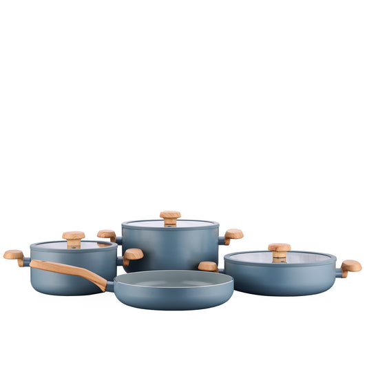 Korkmaz A3851 Mia Sera 7-Piece Cookware Set – Minta | Ceramic Non-Stick & Induction Compatible