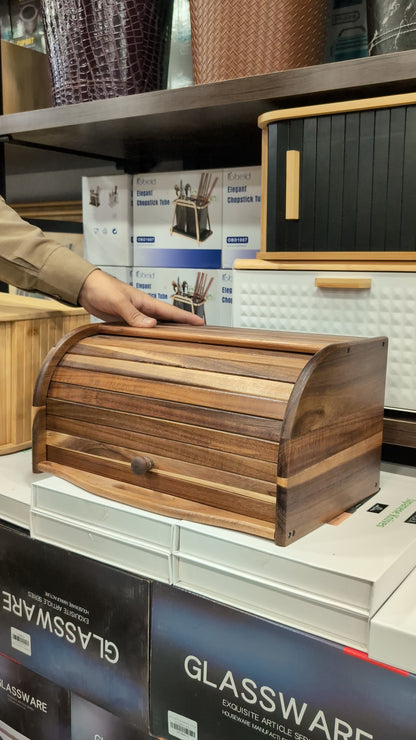 Bamboo Bread Box with Shutter Door – Single & Double
