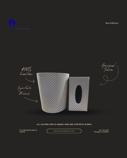 Elegant Faux Leather Tissue & Dustbin Set