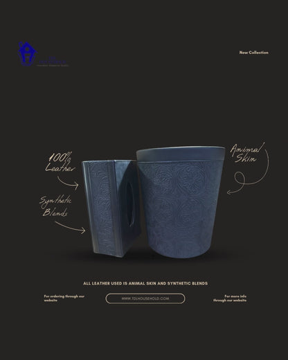 Elegant Faux Leather Tissue & Dustbin Set