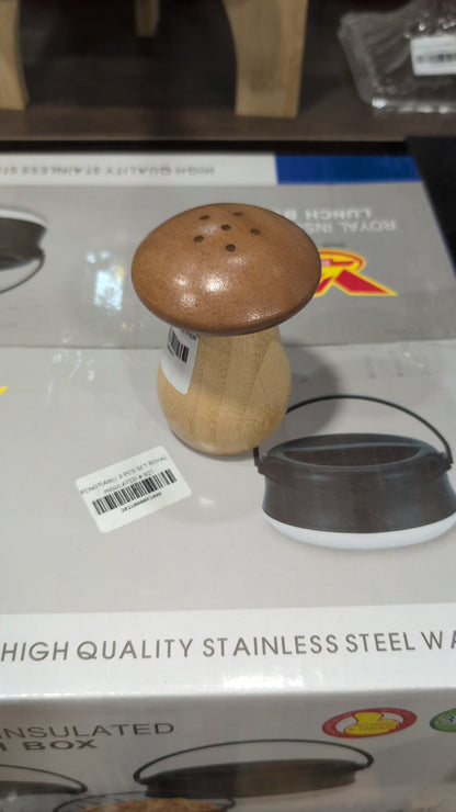Mushroom-Shaped Wooden Salt OR  Pepper Shaker