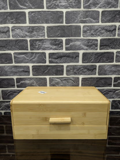 Premium Bamboo Bread Box with Roll-Top Lid – Kitchen Counter Bread Storage