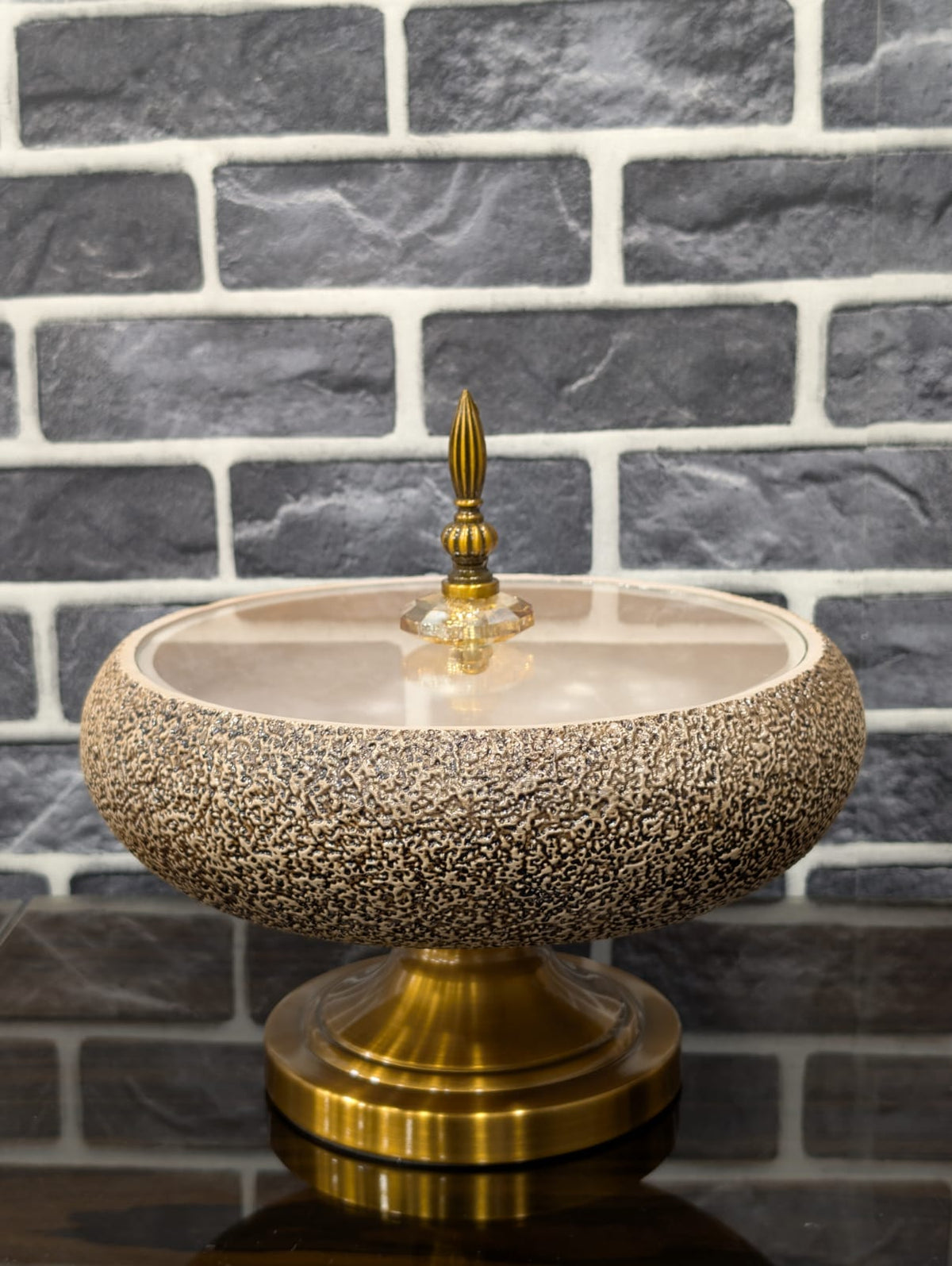 Luxury Textured Glass Candy Jar with Crystal Lid - TDL HOUSEHOLD