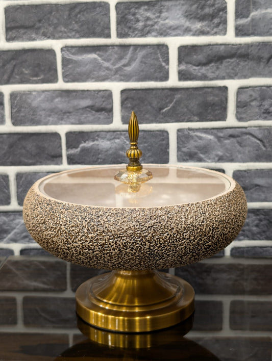 Luxury Textured Glass Candy Jar with Crystal Lid - TDL HOUSEHOLD
