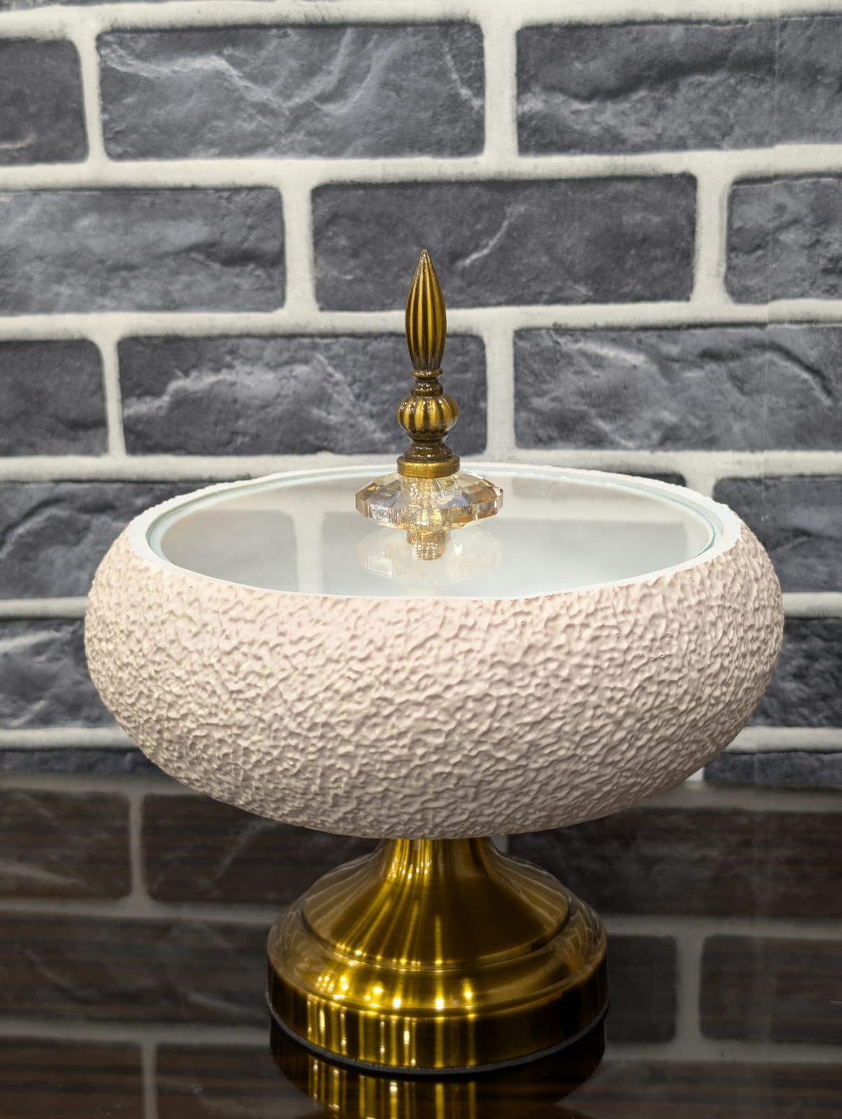 Luxury Textured Glass Candy Jar with Crystal Lid - TDL HOUSEHOLD