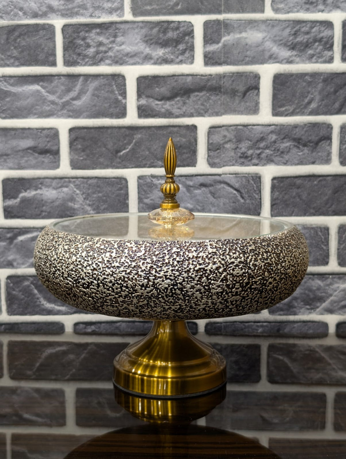 Luxury Textured Glass Candy Jar with Crystal Lid - TDL HOUSEHOLD