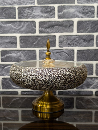 Luxury Textured Glass Candy Jar with Crystal Lid - TDL HOUSEHOLD